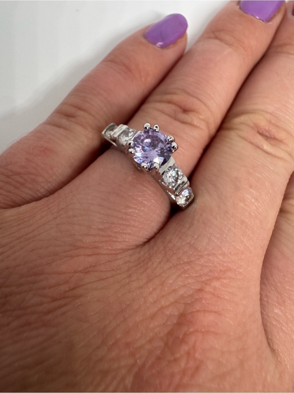 14K 585 White Gold Amethyst Ring Size 8 | 4.74g - Picture 10 of 14